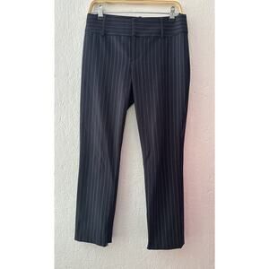 Alice + Olivia Womens Blue White Striped Pintuck Crop Ankle Zip Pants Sz 4